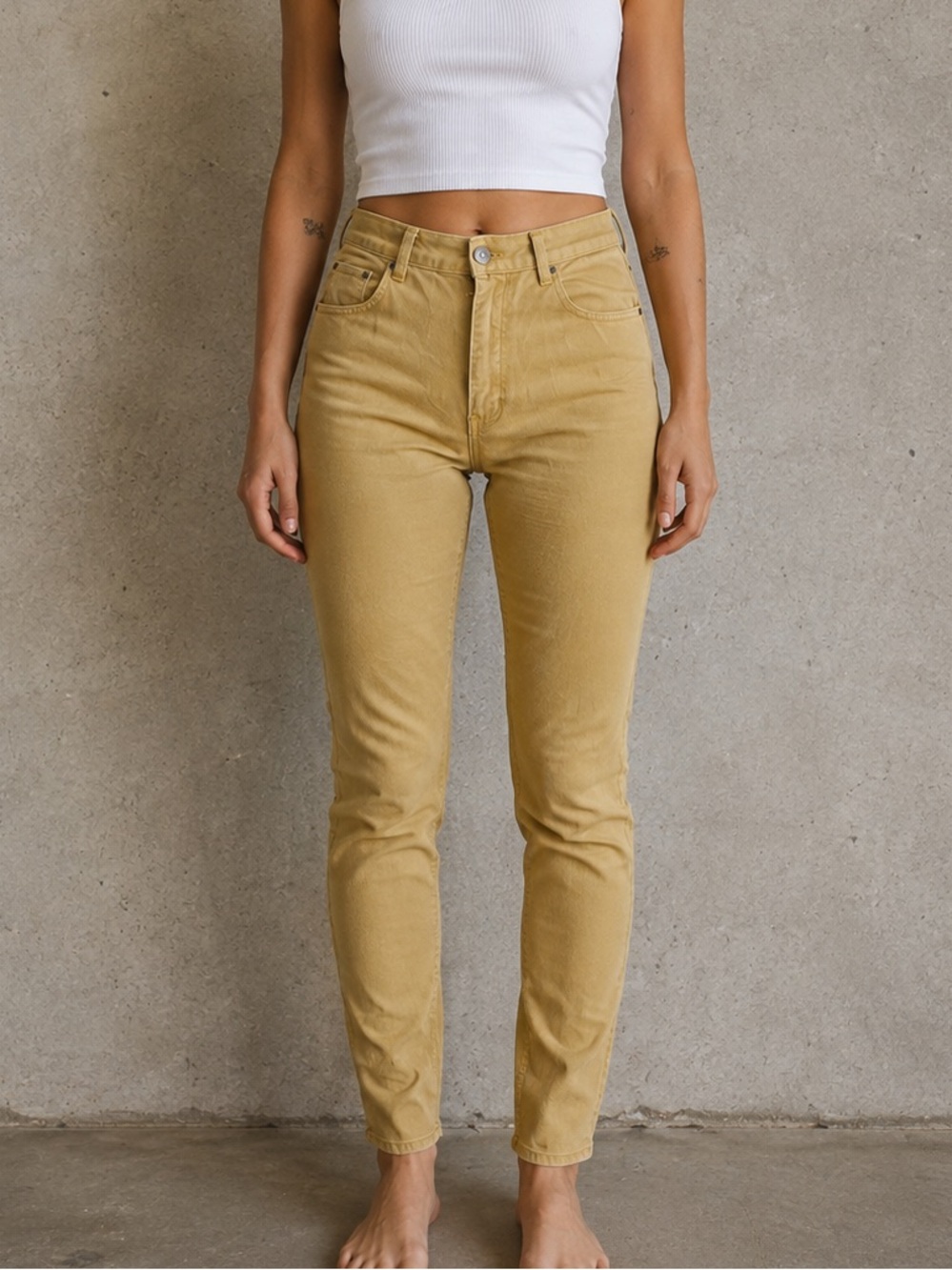 Vintage Forenza Mustard Straight Leg Jeans Y2K Cotton Pants Size 6